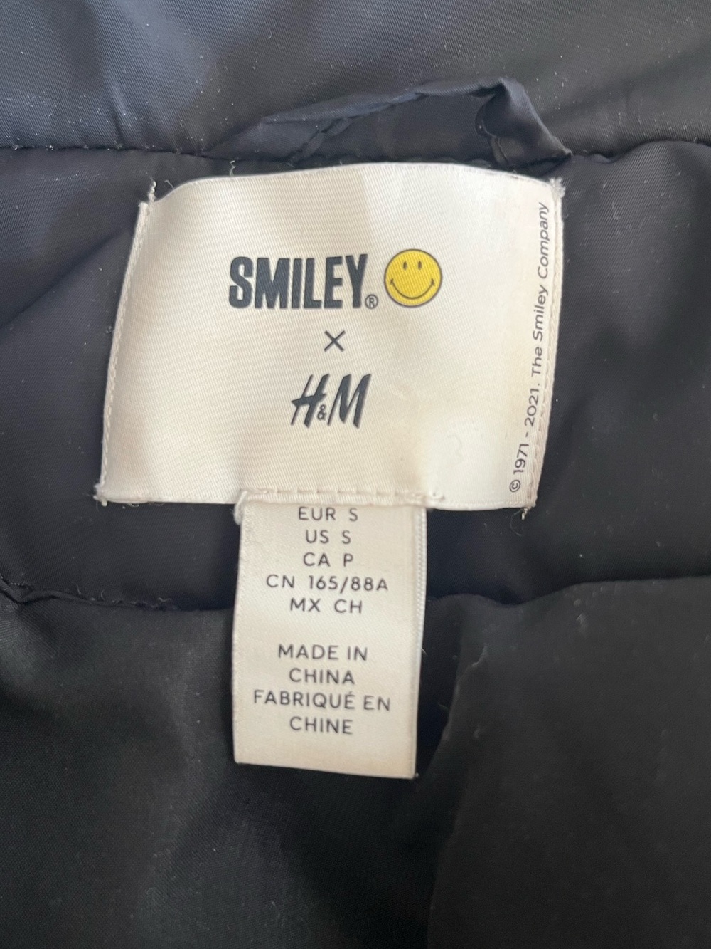 Smiley x H&M Short Puffer Jacket Coat Black Women’s Size S - Picture 5 of 7